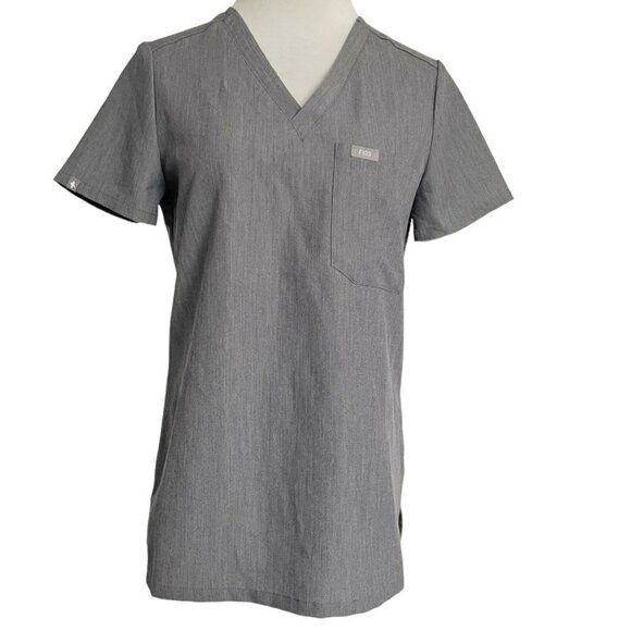 FIGS Size XS Gray Scrub Top Short Sleeve Uniform Nurse Doctor Medical Tech - Picture 1 of 7